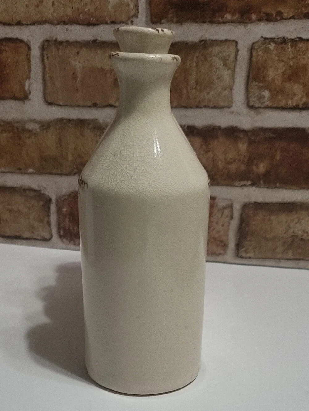 Cost Plus World Market Cream Triple Bottle Ceramic Vase